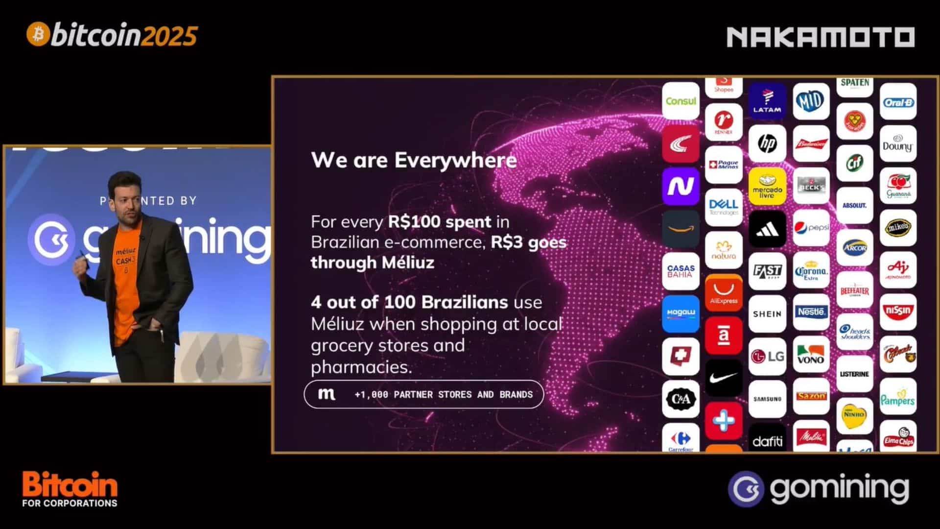 CEO da Meliuz em palestra no Bitcoin 2025 em Las Vegas a