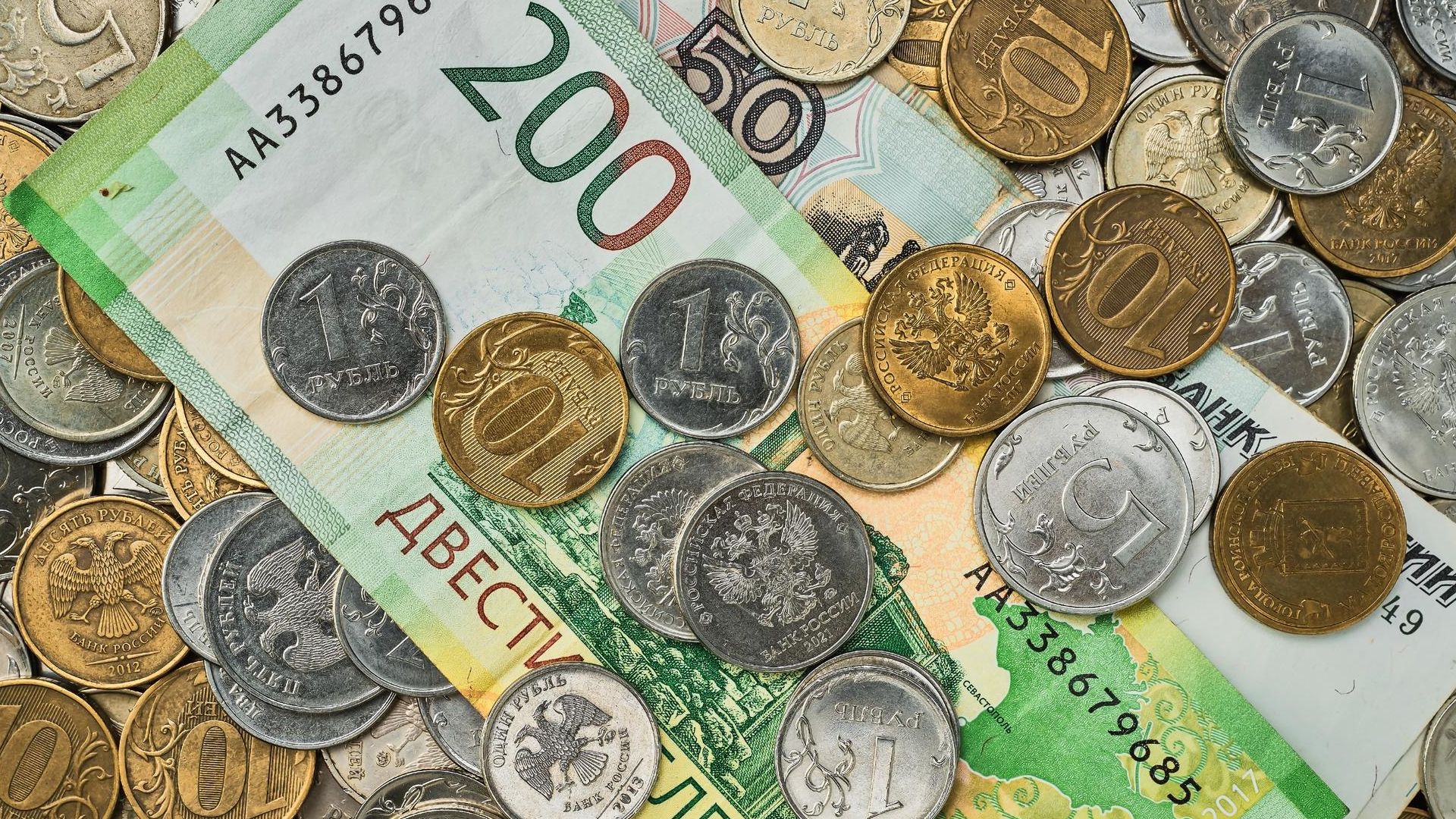 Notas e moedas de dinheiro da Russia o Rublo