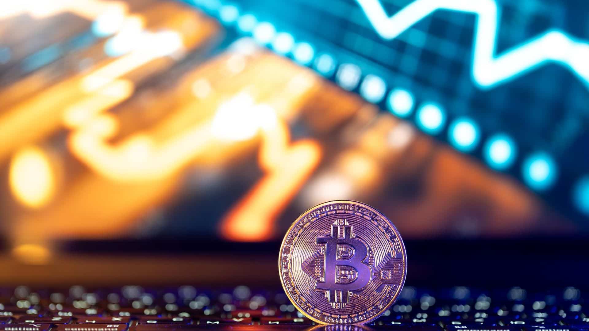 Bitcoin com fundo brilhante