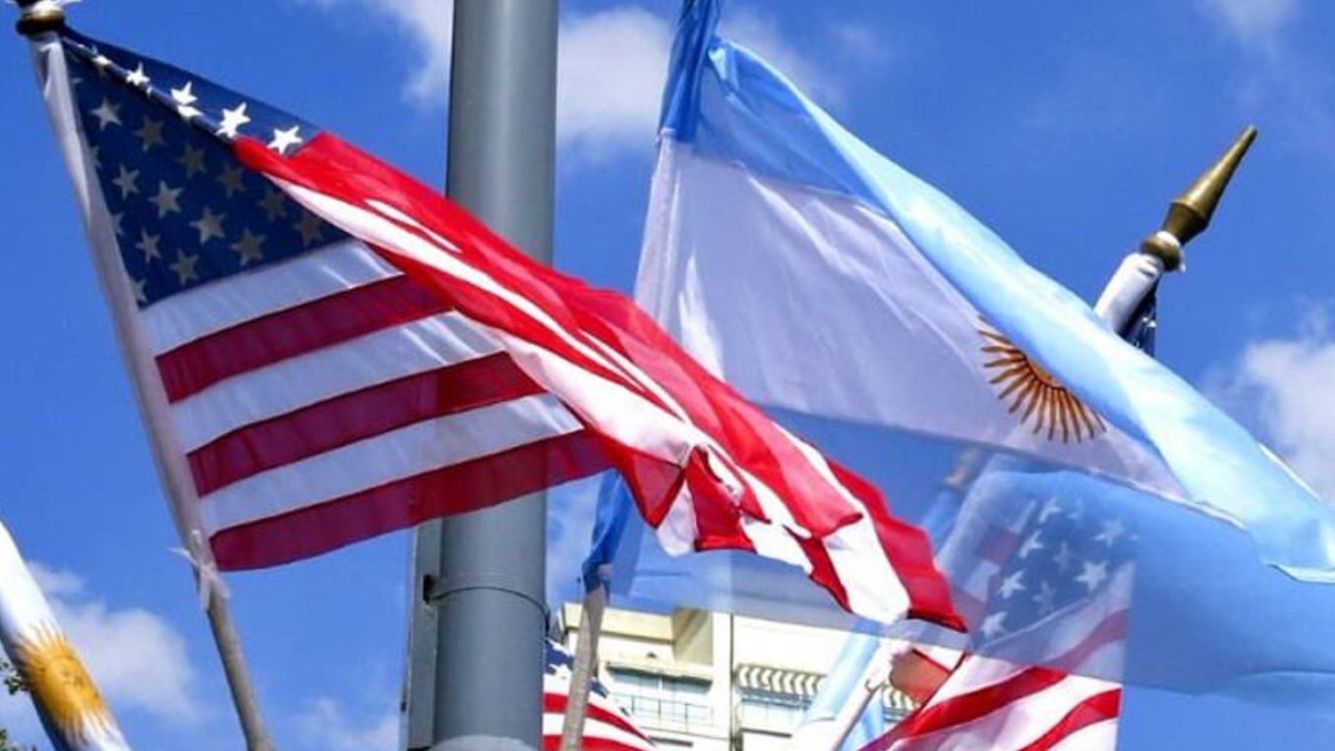 Bandeira dos EUA ao lado da Argentina