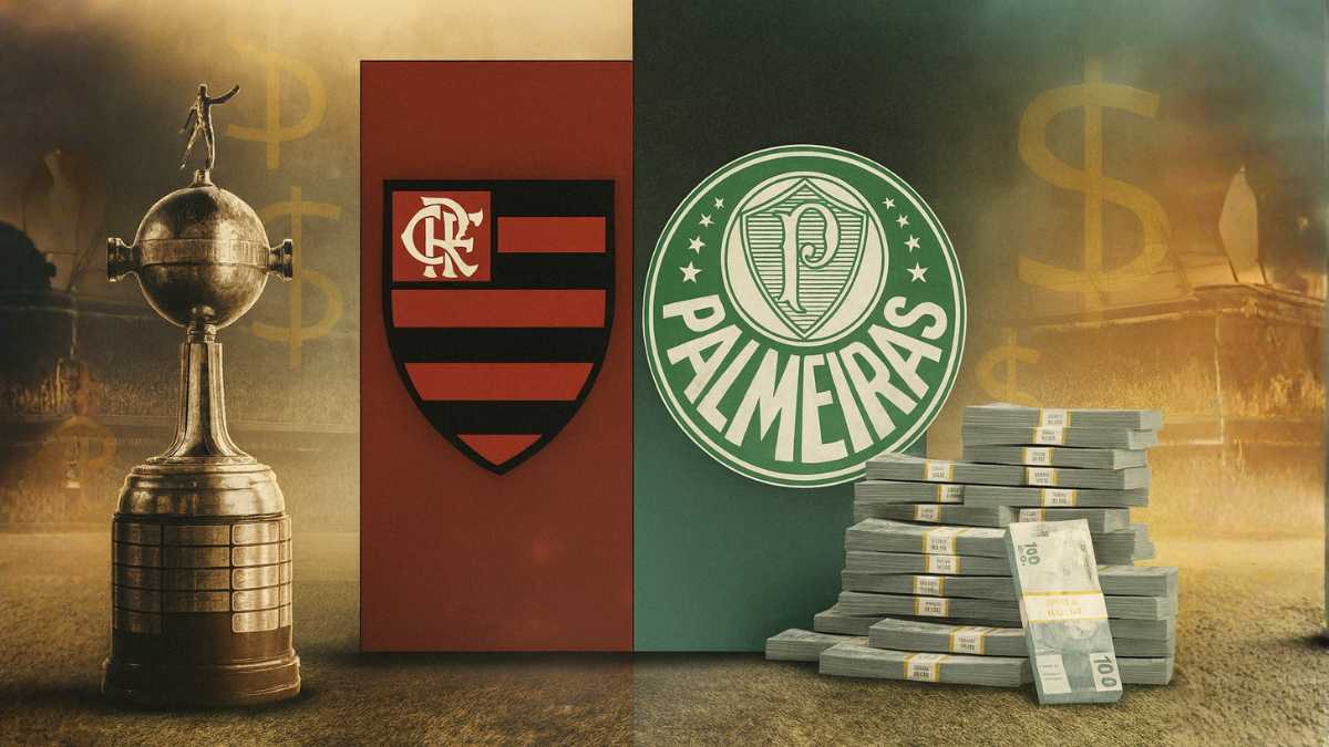 Final da Libertadores 2025 entre Flamengo x Palmeiras Imagem gerada por IA