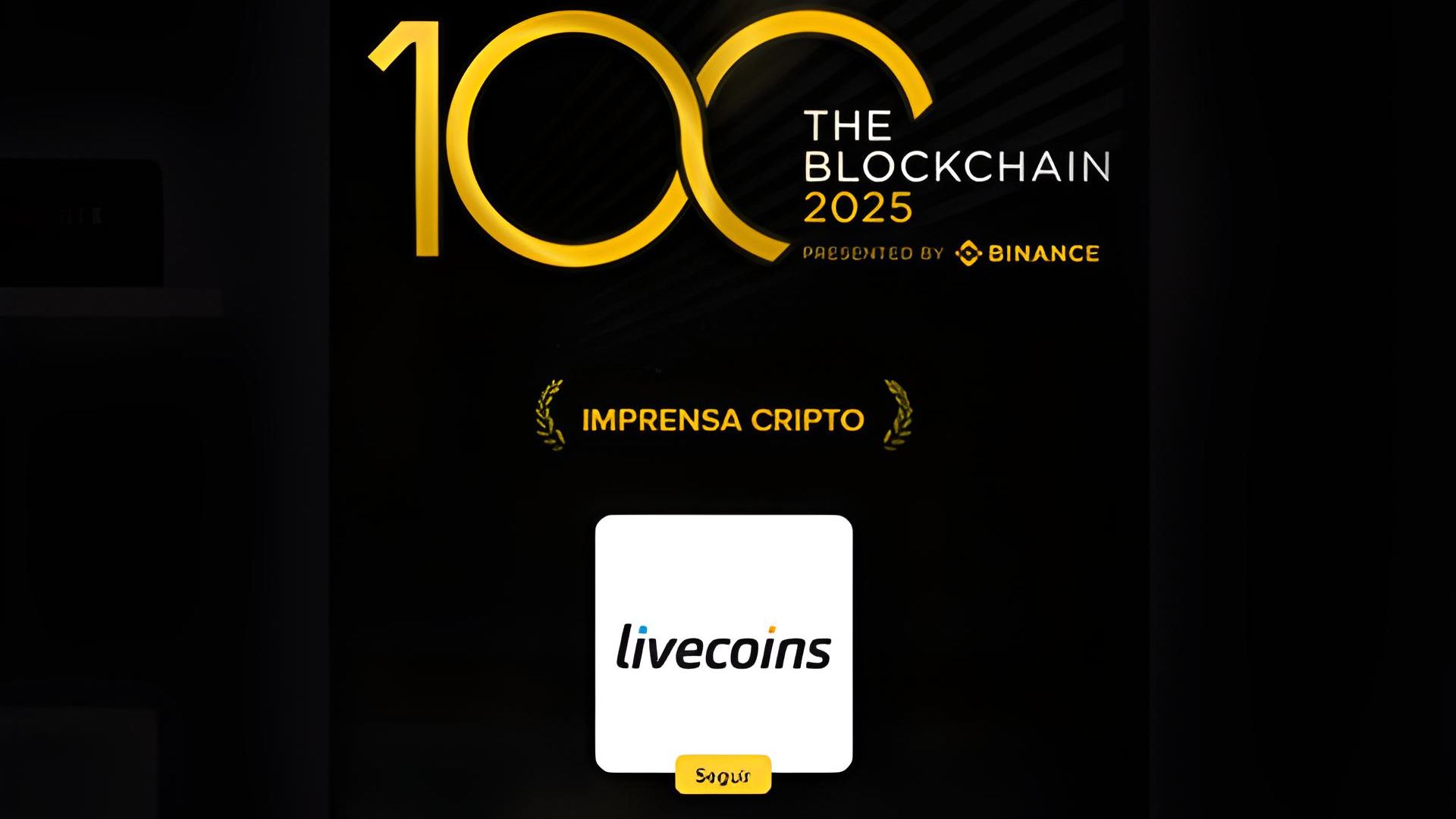 Livecoins conquista prêmio internacional de jornalismo cripto da Binance: aclamada no Blockchain 100! 2 Premio Binance