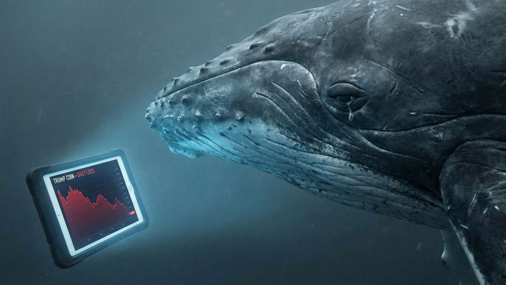Baleia chorando ao ver grafico de memecoin TRUMP