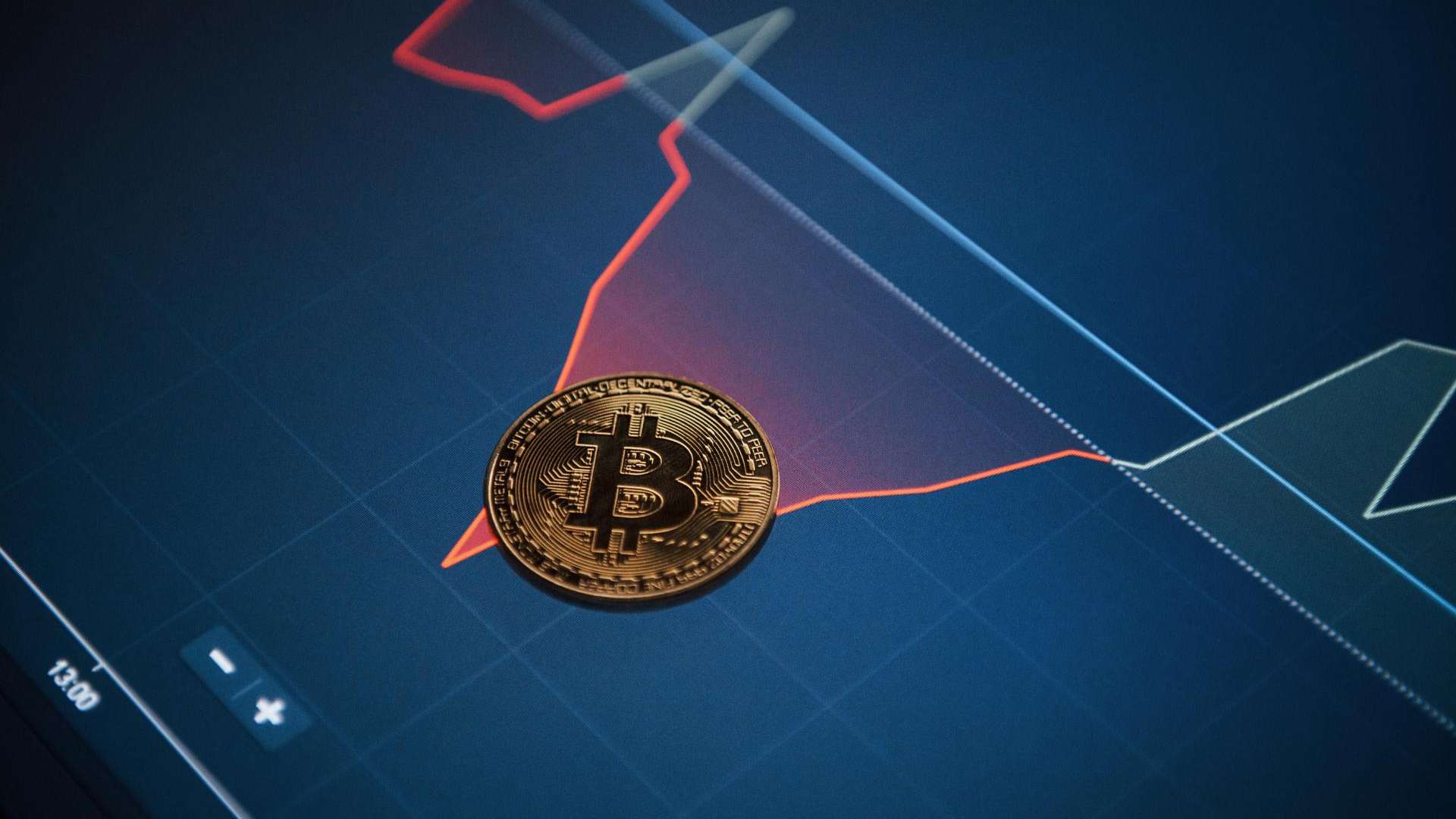 Bitcoin em grafico vermelho