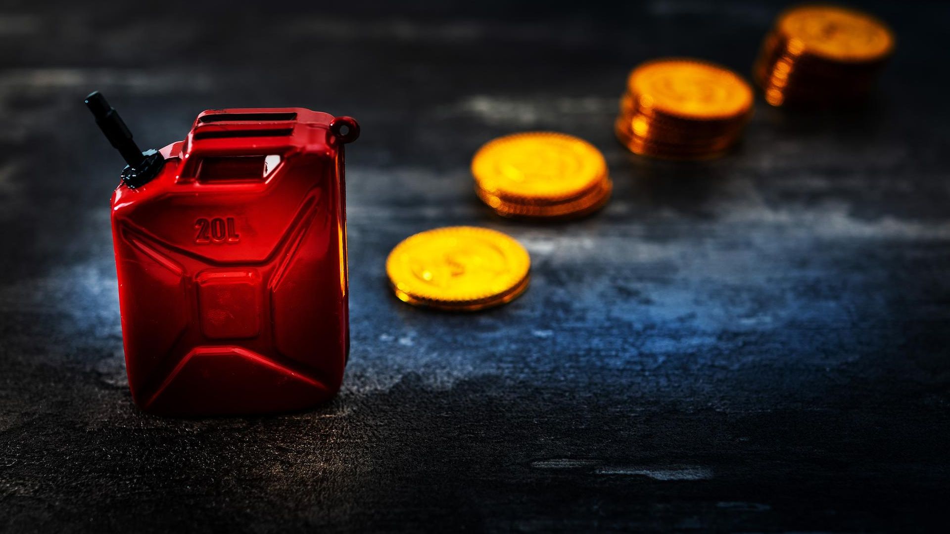 Gasolina proxima de moedas