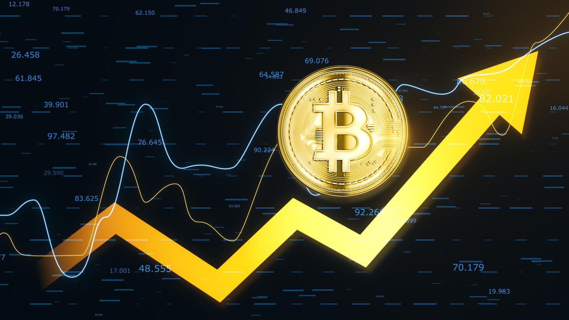 Bitcoin: A Nova Proteção Global! ETFs Rumo a Incríveis US$ 400 Bi até 2026! 2 Grafico de bitcoin com seta para cima