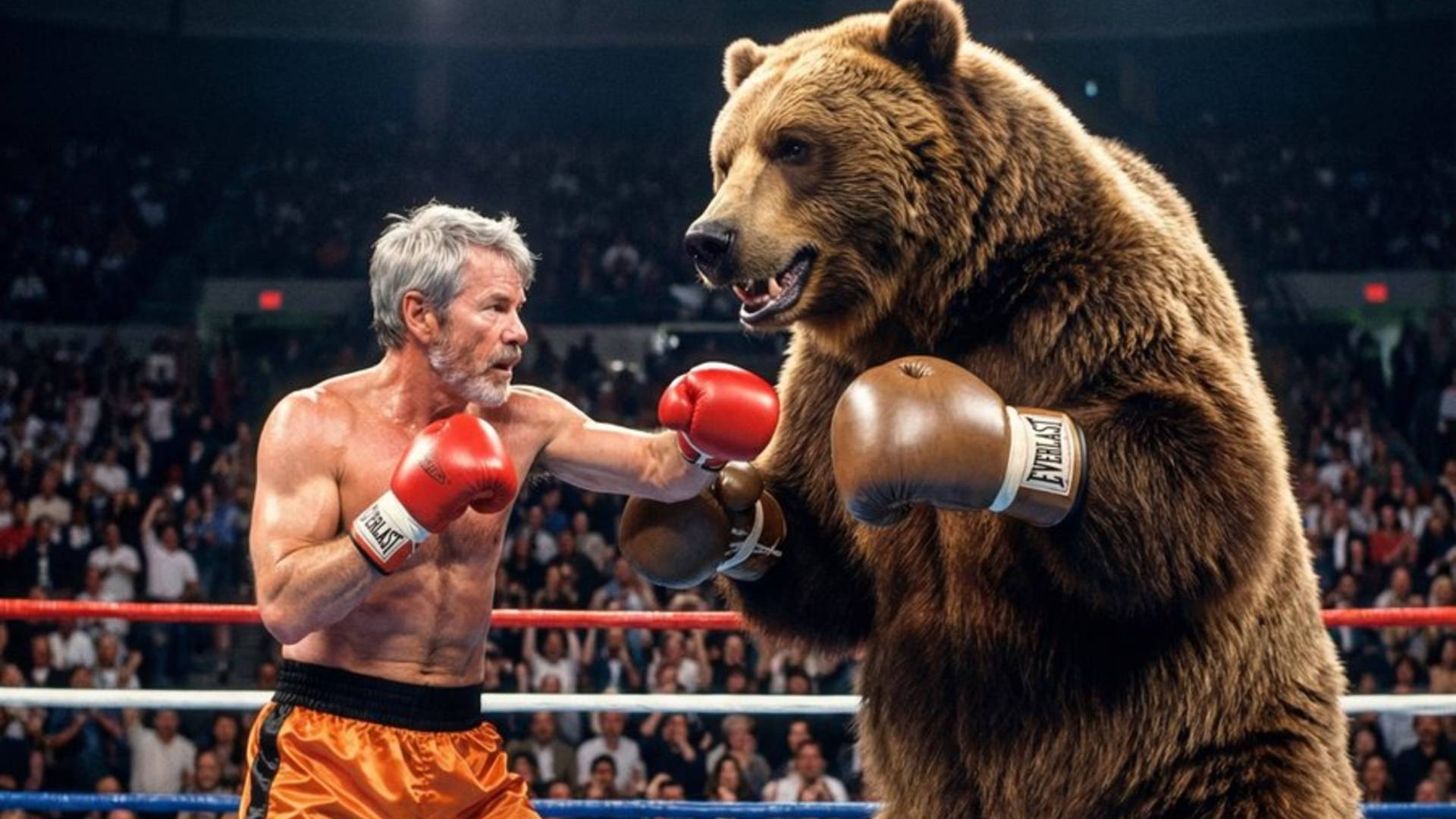 Michael Saylor lutando contra urso