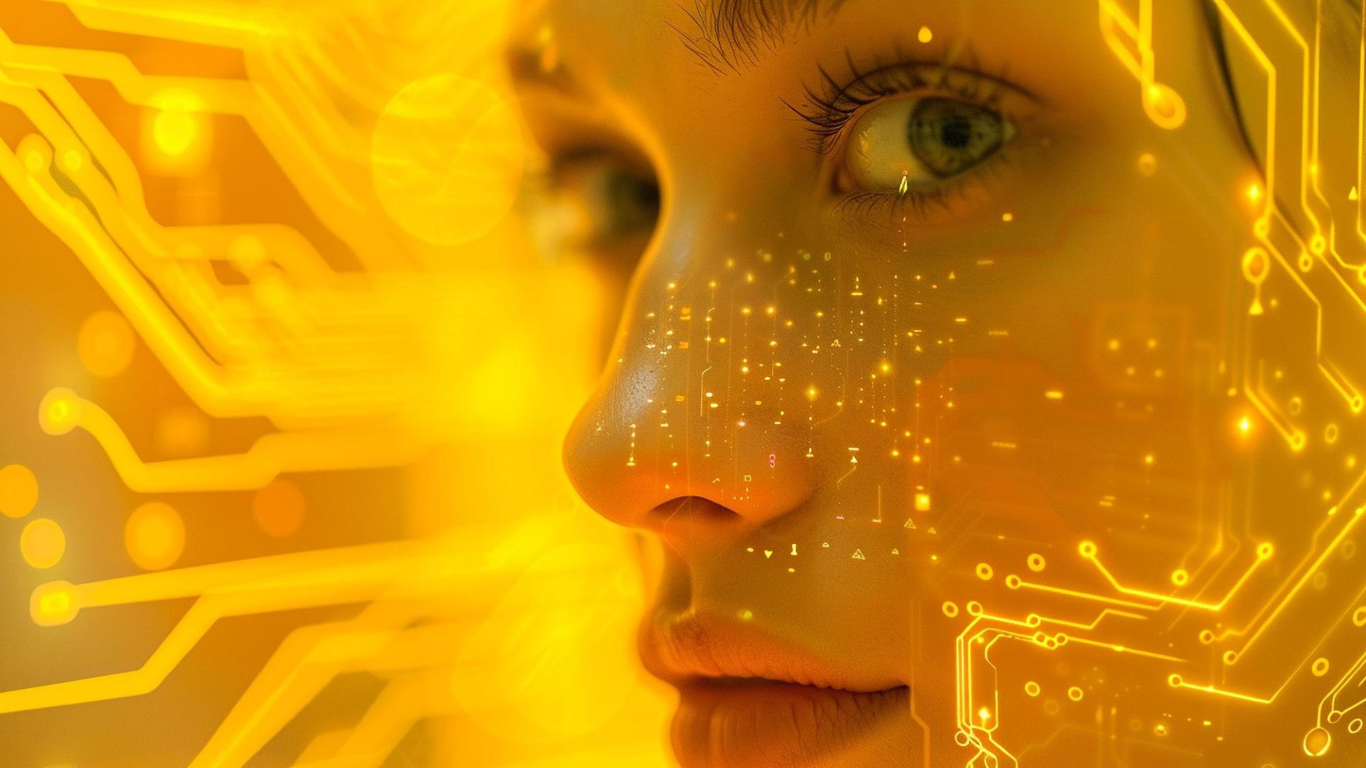 Mulher com imagem de inteligencia artificial