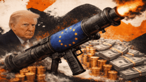 Bazuca comercial da Europa que sera usada contra Donald Trump Imagem gerada por IA