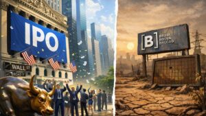 Enquanto Wall Street ve fila de IPO B3 vivencia seca ha anos. Imagem Dall EChatGPT 1