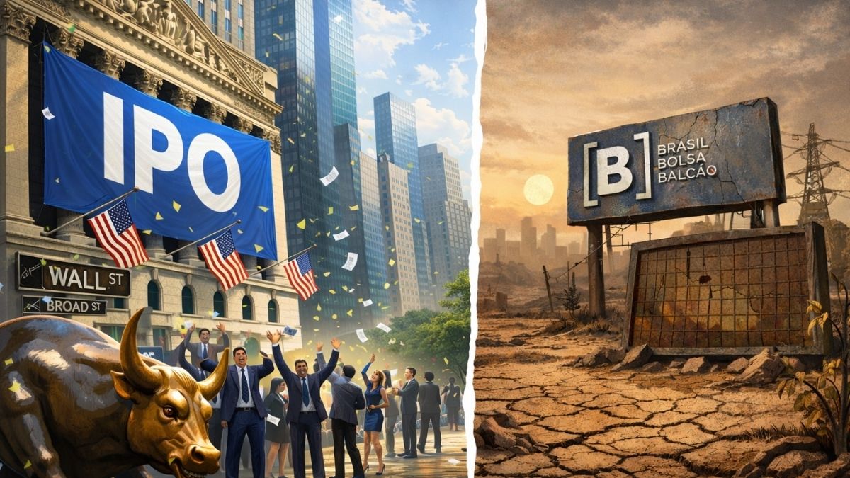 Enquanto Wall Street ve fila de IPO B3 vivencia seca ha anos. Imagem Dall EChatGPT 1