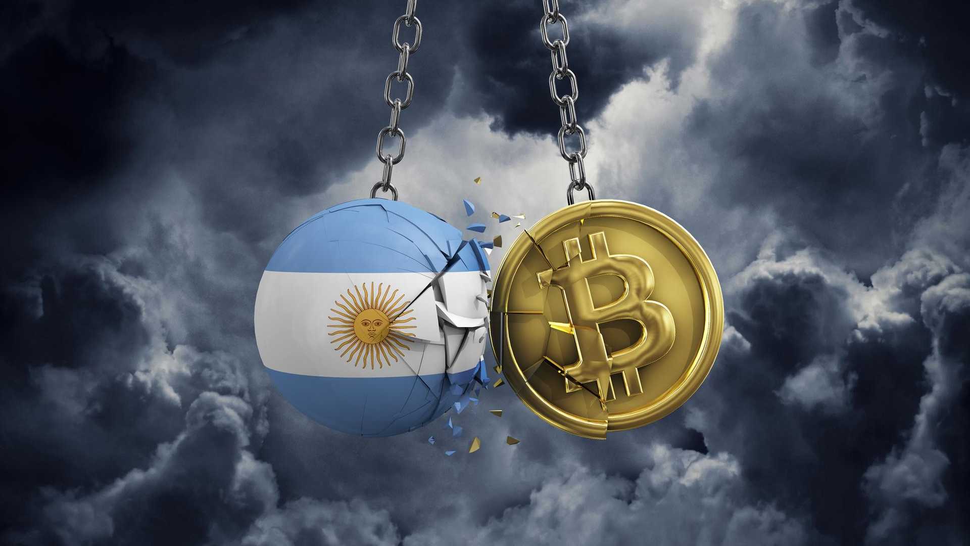 Argentina Desencadeia Estratégia Urgente Contra Pirâmides e Golpes Cripto! 4 Bandeira da Argentina se chocando com bitcoin