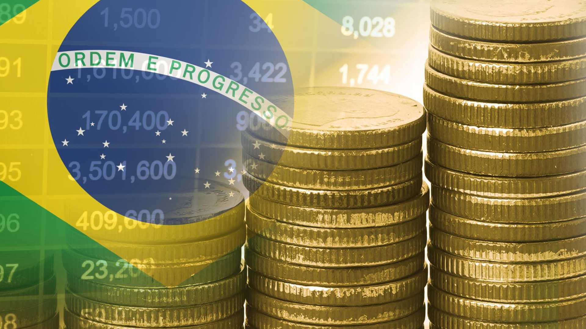 Brasil Rumo a 1 Milhão de BTC: O Debate Explosivo Sobre as Reservas de Bitcoin! 1 Bandeira do Brasil com muitas moedas ao lado