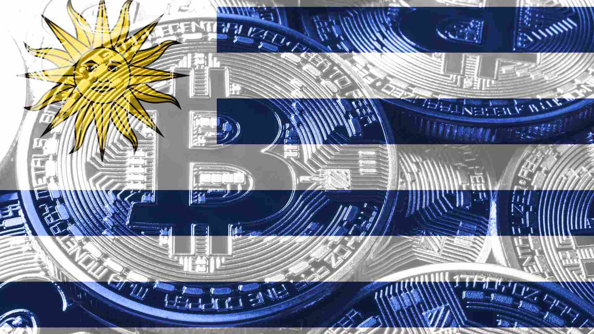 Bandeira do Uruguai com bitcoin