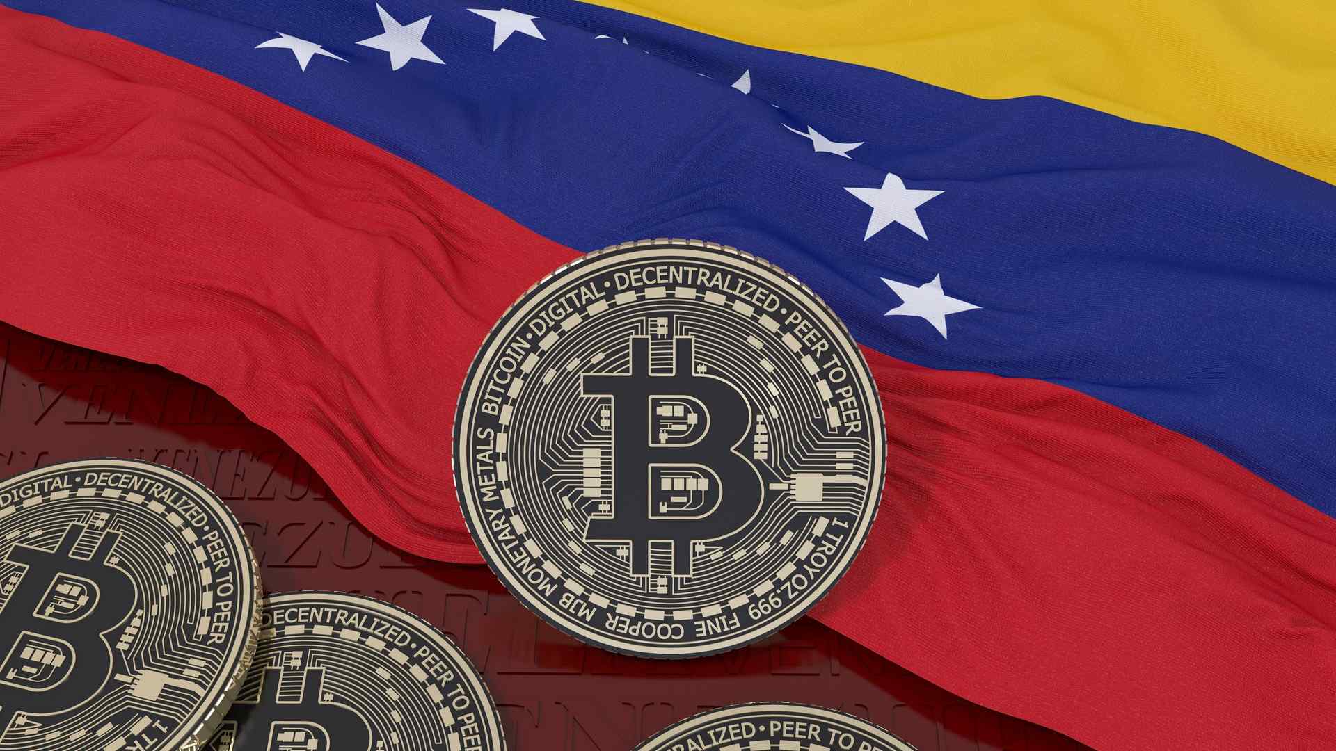 Bitcoin com bandeira da Venezuela