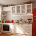 Essa e a cozinha mais linda que voce vai ver hoje. ✨Essa composicao branca com portas de vidro t