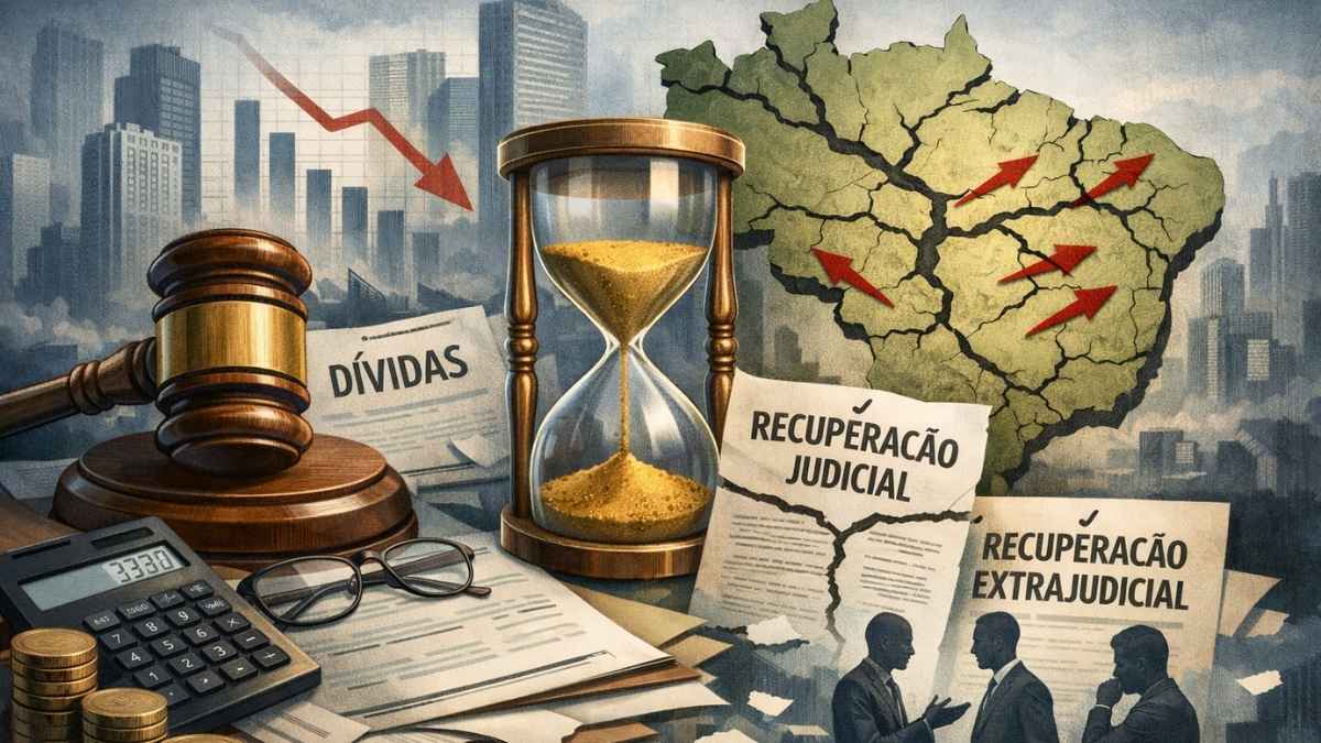 Imagem criada por inteligencia artificial para ilustrar o aumento de processos de recuperacao judici