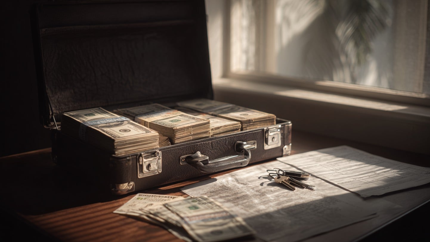 dinheiro maleta contrato