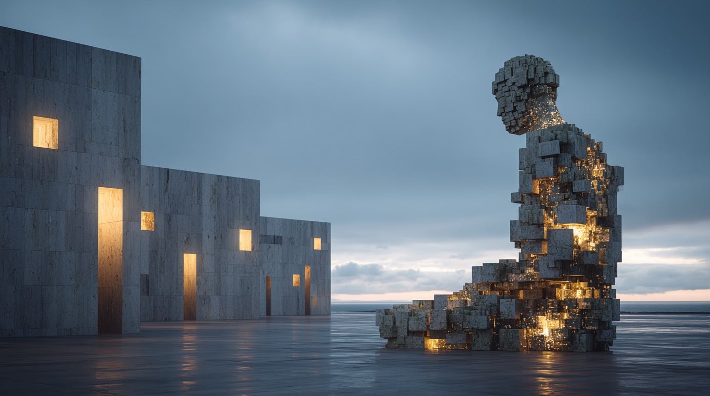 estatua blocos satoshi