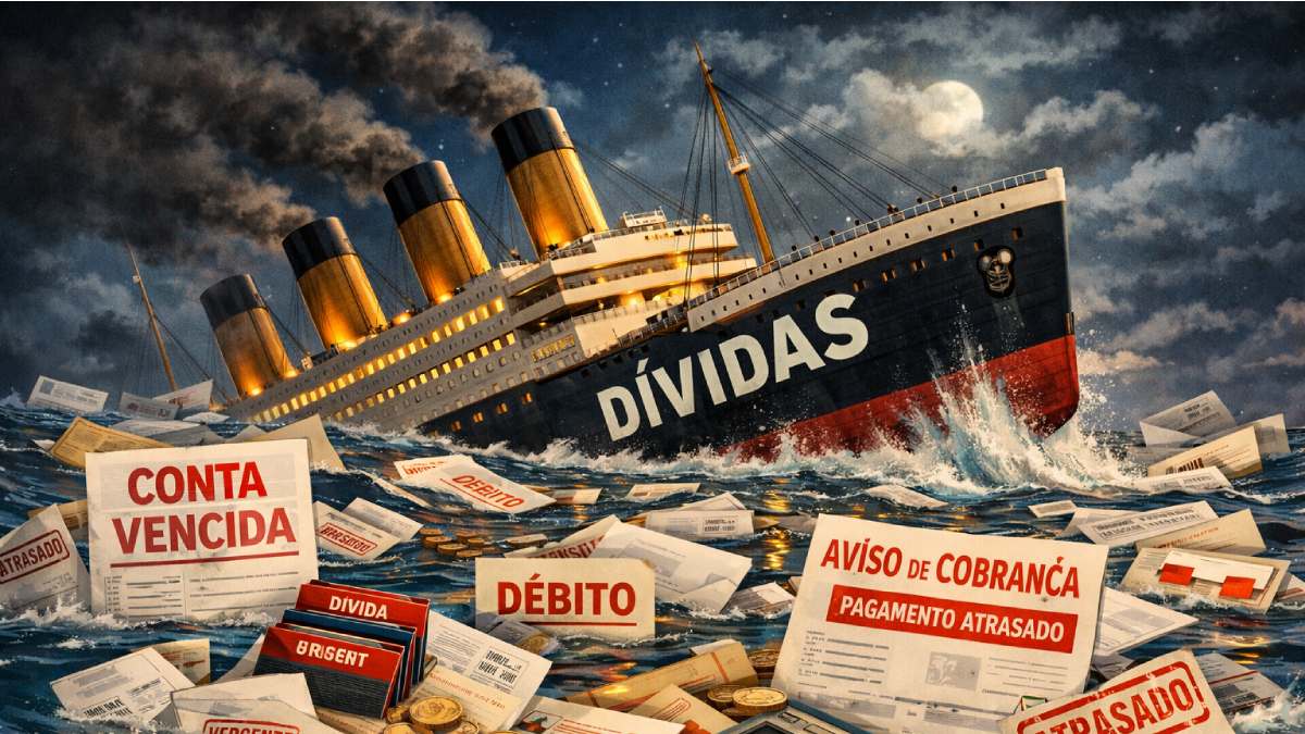navio afundando em dividas titanic