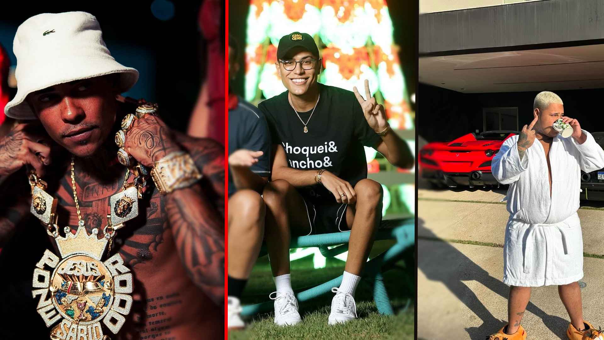 Poze do Rodo Dono da Choquei Raphael Sousa e MC Ryan SP da esquerda para direita