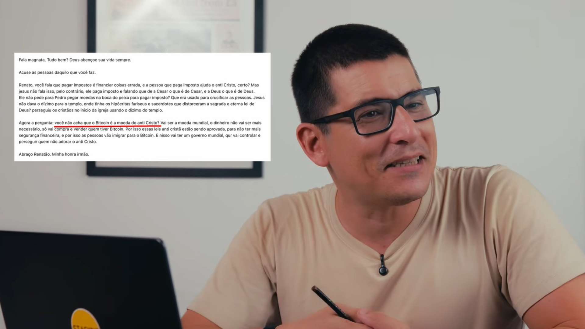 Renato Trezoitão derruba mito do anticristo do bitcoin e revela ameaça do governo! 1 Renato Trezoitao responde se acha que o Bitcoin e uma moeda anticristo