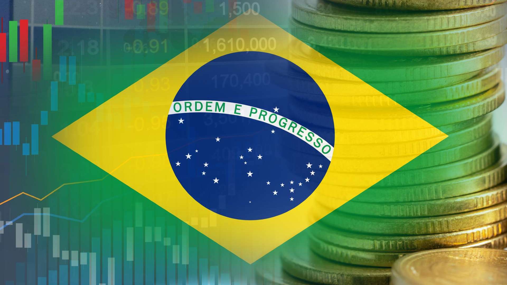 Criptomoedas Dominam o Mercado: 16% dos Brasileiros Já Investem! 3 Bandeira do Brasil com graficos