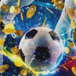 Bola de futebol com moedas ao redor em ambiente digital